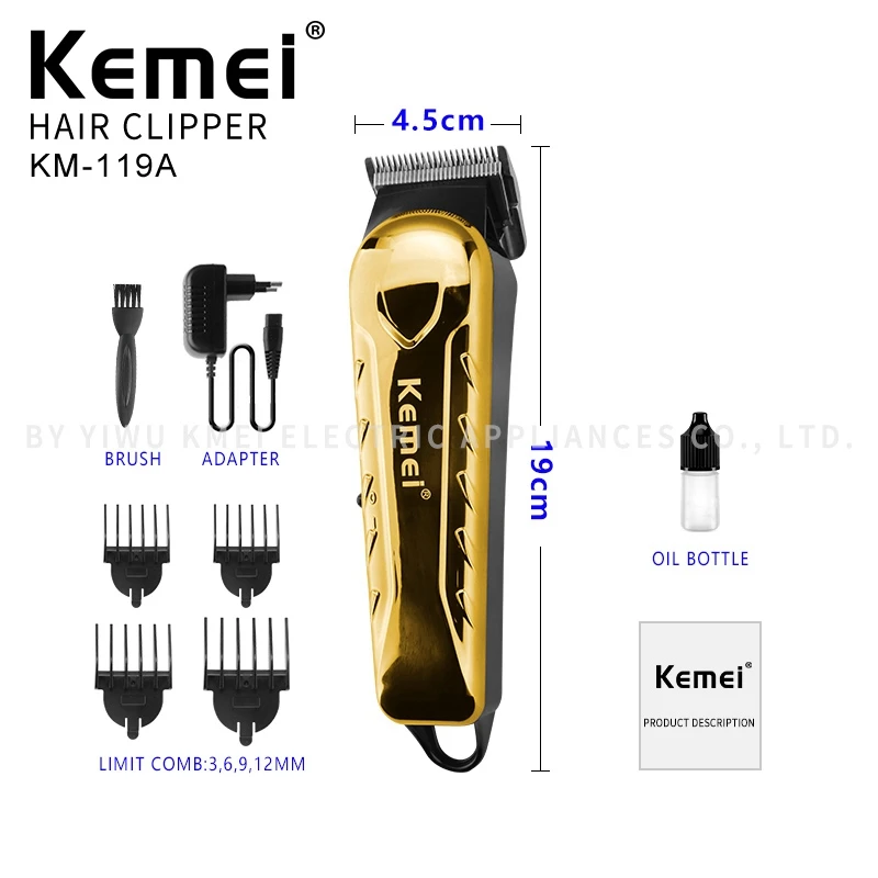  Kemei KM-119A новый регулируемый режущая головка Профессиональная Мужская машинка для стрижки шерсти у Светодиодный дисплей питания