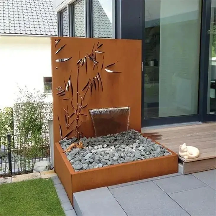 Открытый сад ландшафтный Ржавый металлический дождевой занавес Corten стальной водяной элемент