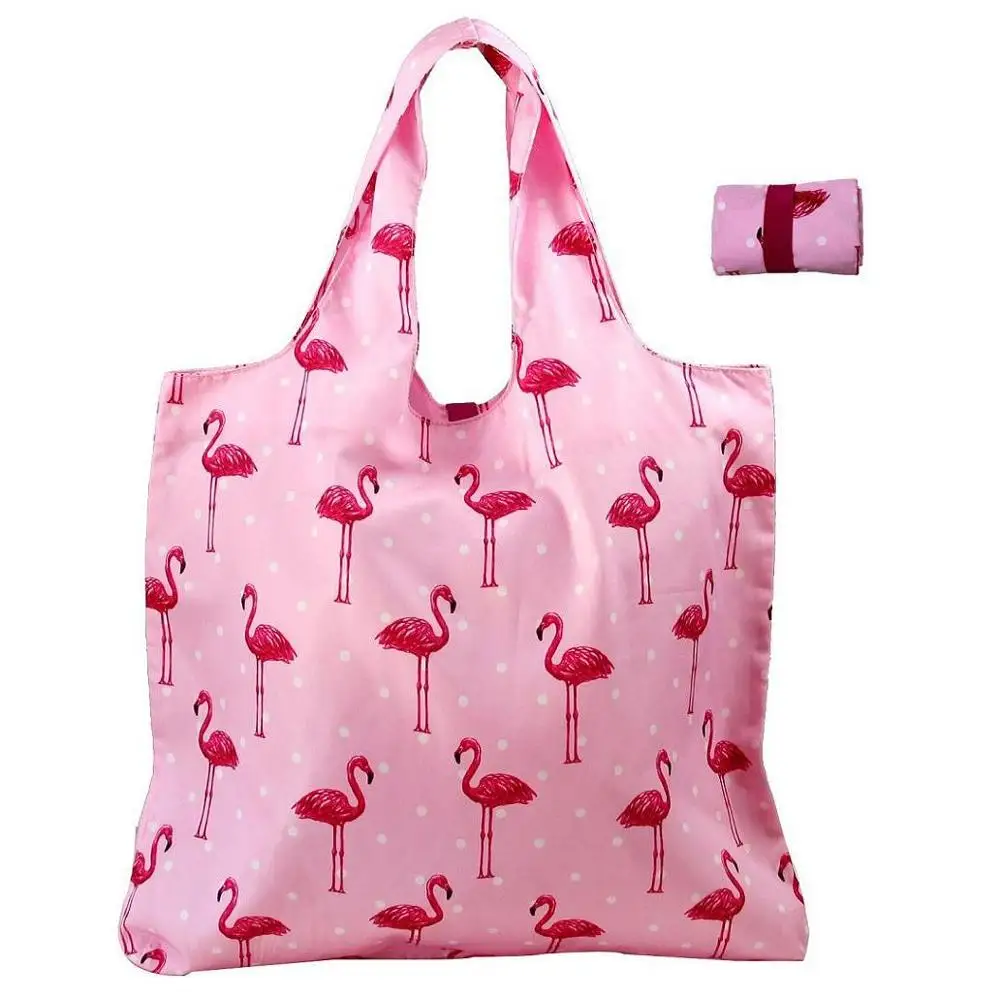 Wholesale Fashion Eco-friendly Pouch Foldable Reusable Ripstop Nylon Polyester Shopping Bag