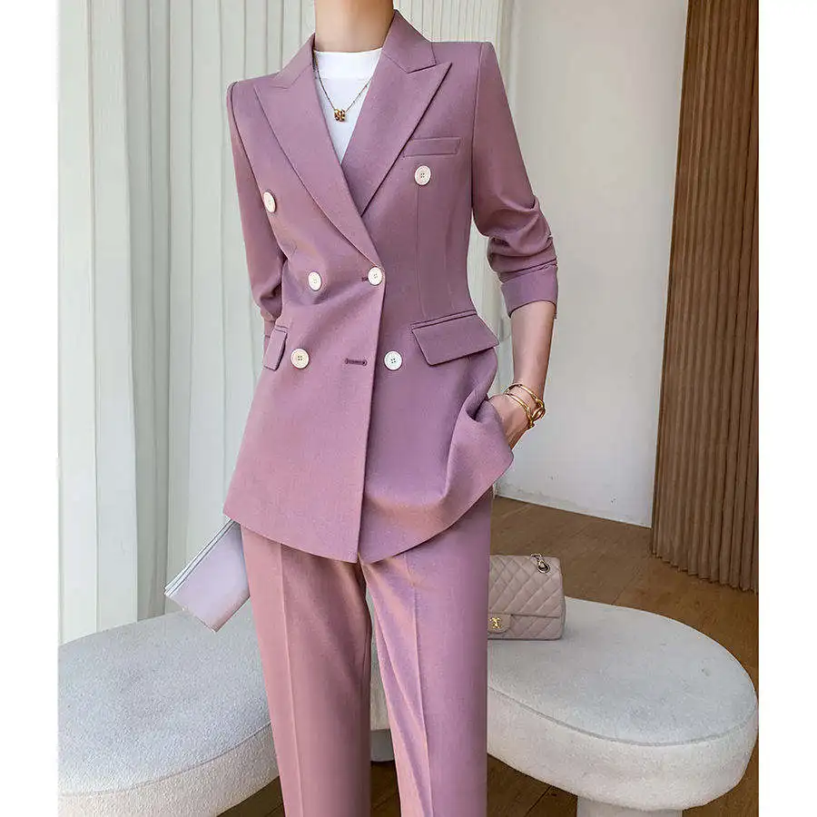 Women Autumn New Arrivals Ladies Elegant Solid Color Suits Set For Women Coat And Pants Set Business Suits