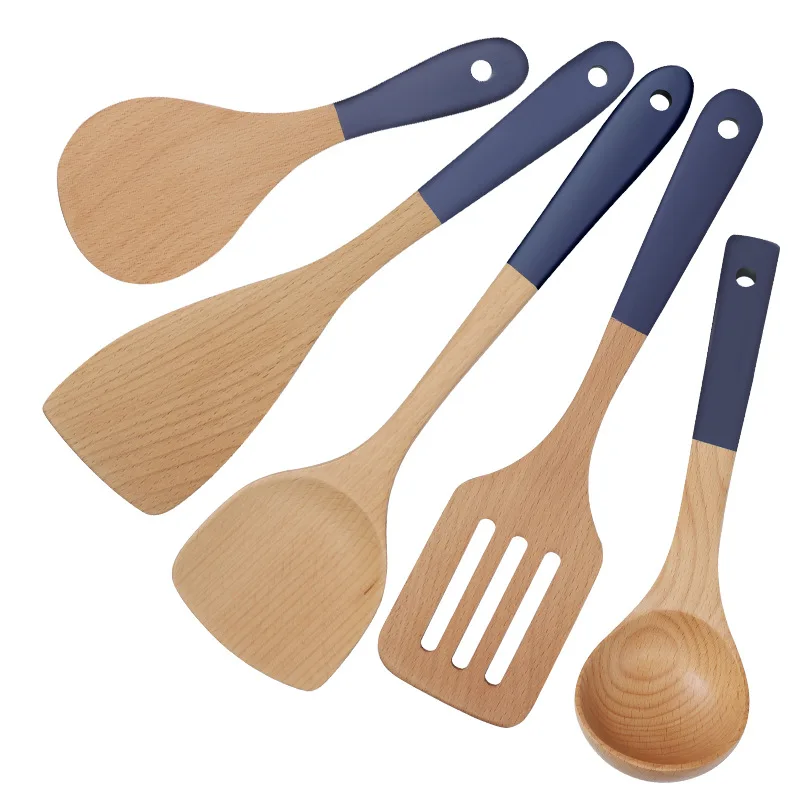 Beechwood  Cooking Tools Nonstick Spatula and Spoons Set Wooden Utensils Set