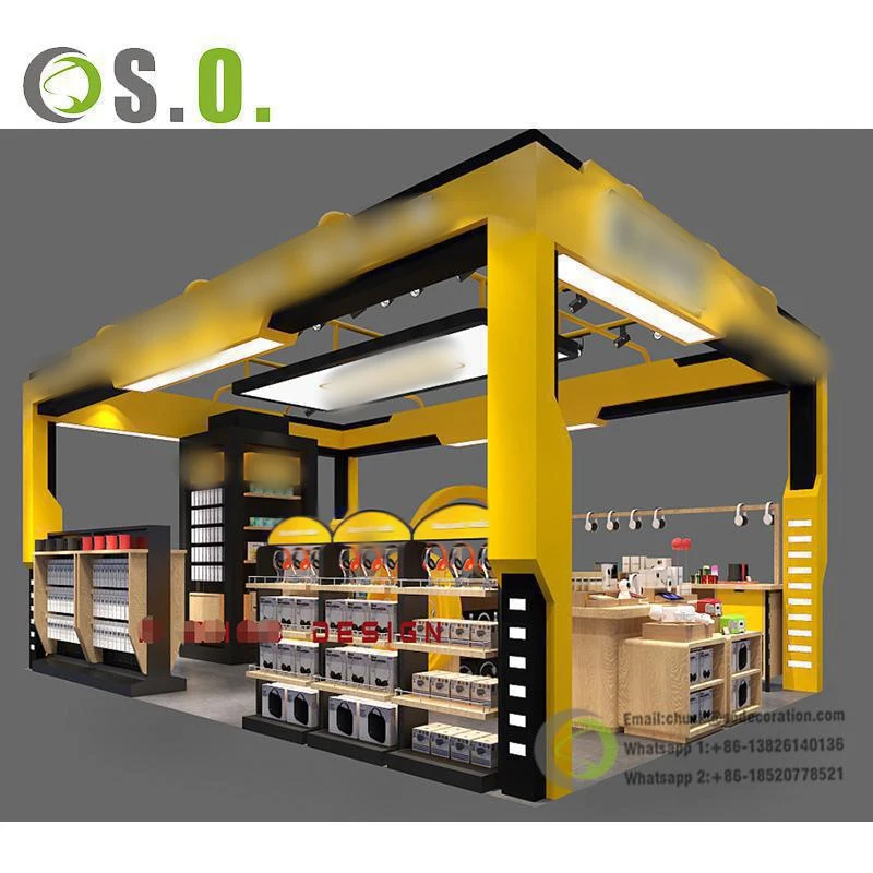 Custom Tempered Glass Cell Phone Shop Design Mall Kiosk Showcase Customized Mobile Phone Repair Kiosk for Shopping Mall Sale
