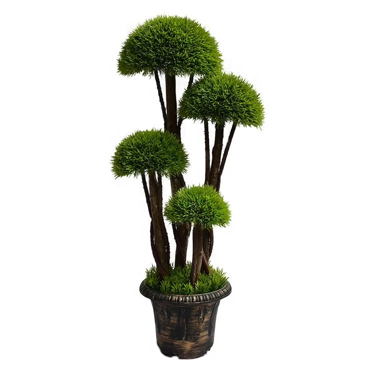 3Ft Garden Supplies Plastic UV Protected Faux Real Topiary Green Plant Bonsai Artificial Tree Potted for Garden Door Decor