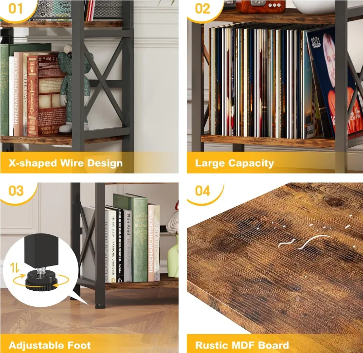 3-Tier minimalist style creative albums books record magazine file holder customized best selling vinyl record storage