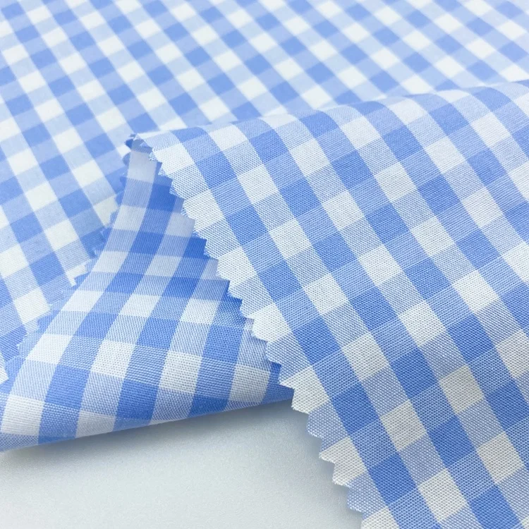 Hot sale popular wocen 100% cotton white blue plaid check yarn dyed gingham shirting uniform fabric