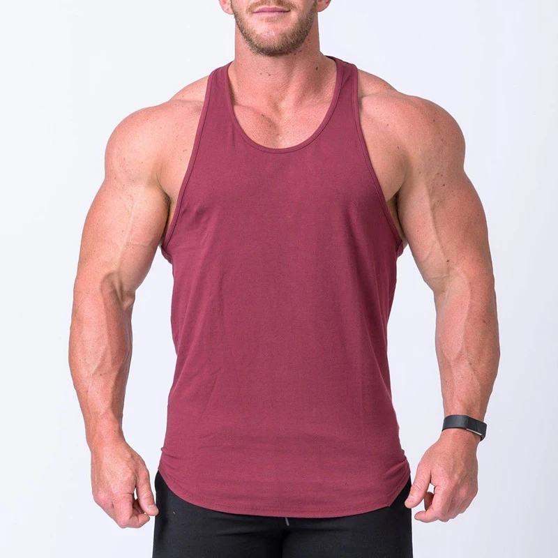 OEM custom mens tank top gym loose fit muscle cut stringer tank tops wholesale