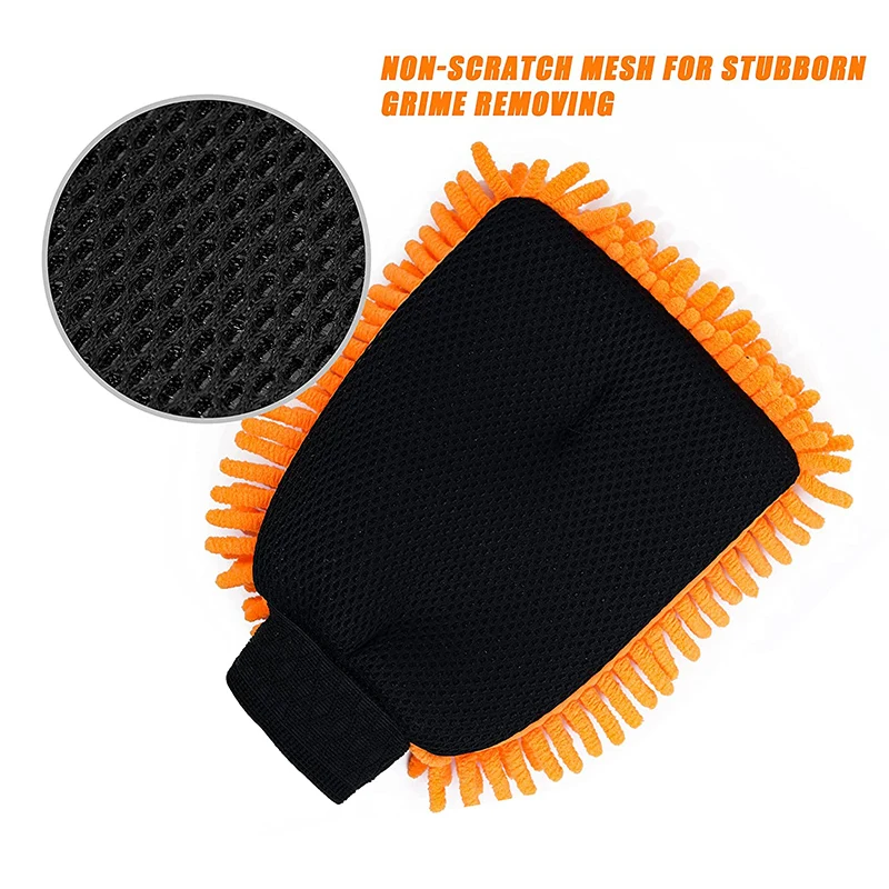 Car Wash Glove Chenille Microfiber Wash Mitt Wash Glove Lint Free Scratch Free