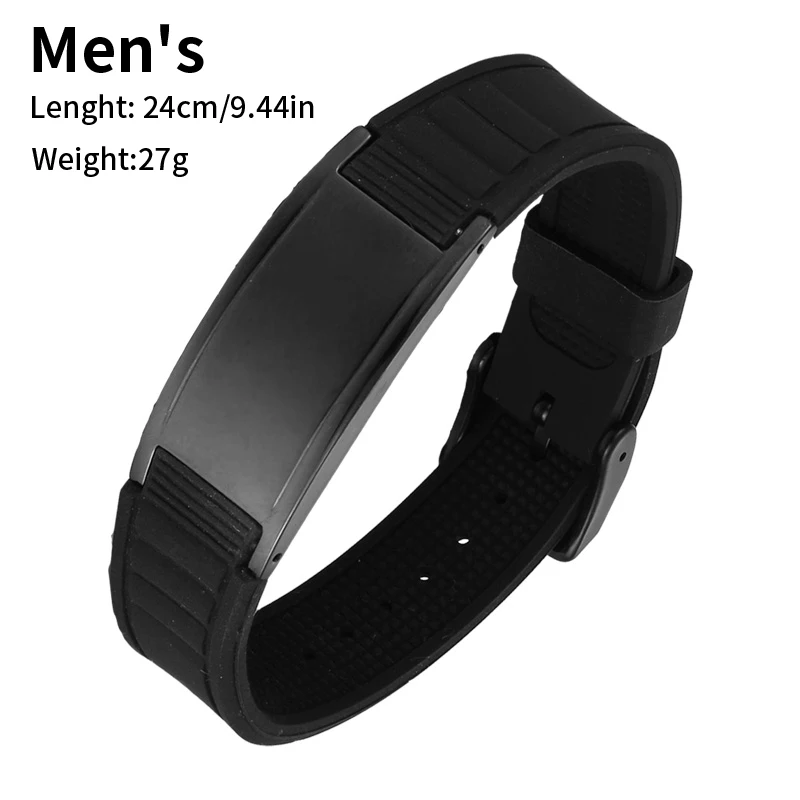 Top Selling Custom Logo Rubber Wristband Healing Health Magnetic Stainless Steel Silicon Bracelet Bangles For Men Women