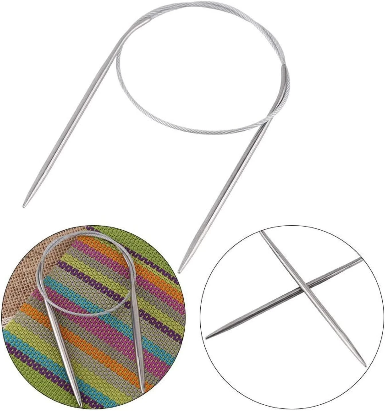 8.0mm 80cm Circular Tube Knitting Needle Stainless Steel Simple Knitting Tool Double Pointed Hook Hose Needle DIY Knitting Set