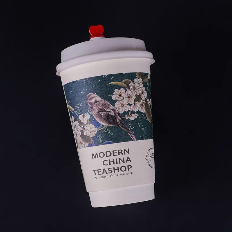 High quality 12oz/16oz/22oz disposable Double Wall hot drink coffee paper cup with lid and sleeve