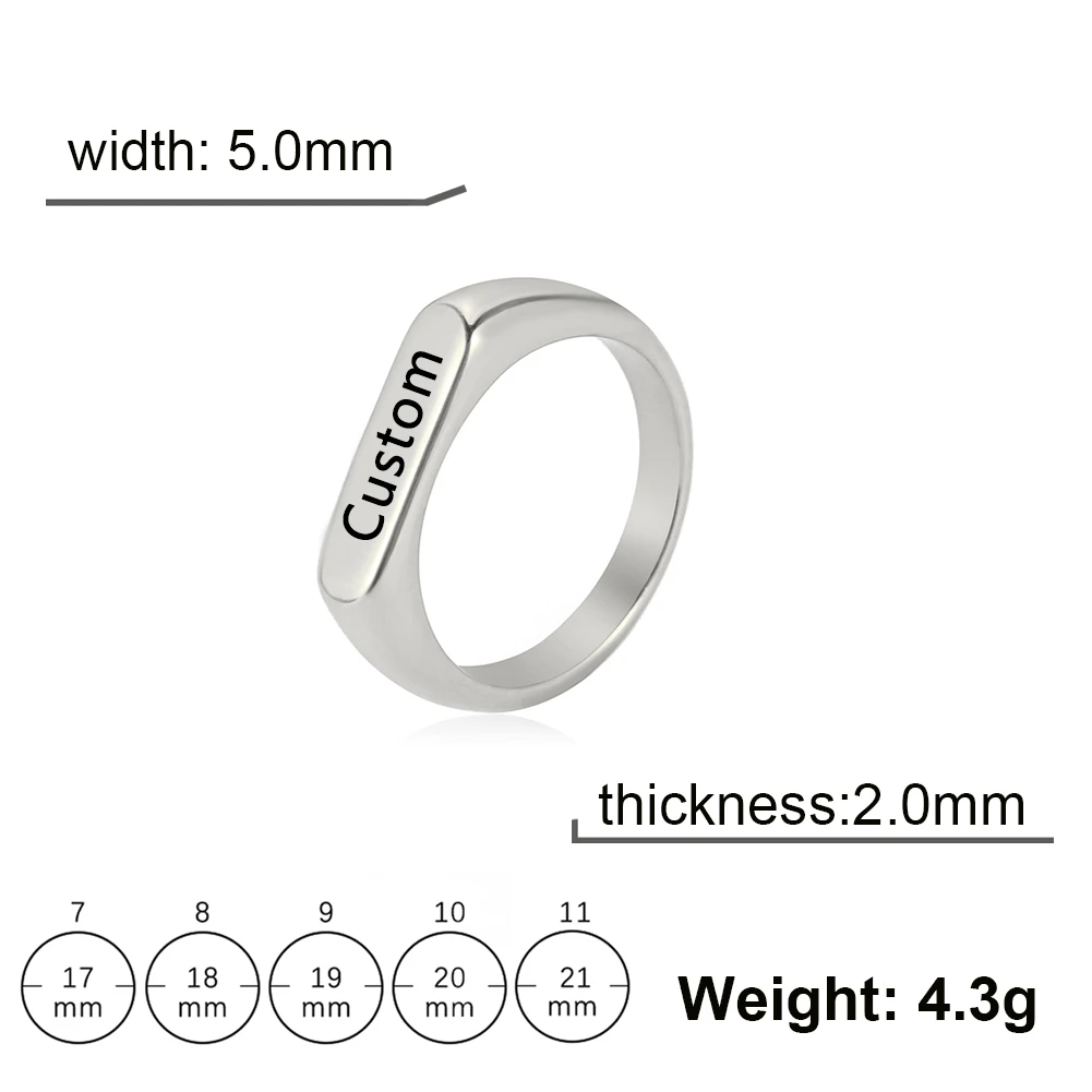 Engrave Name Finger Rings Personalized Custom Ring Gift For Woman Man Engagement Wedding Marry Stainless Steel Jewelry