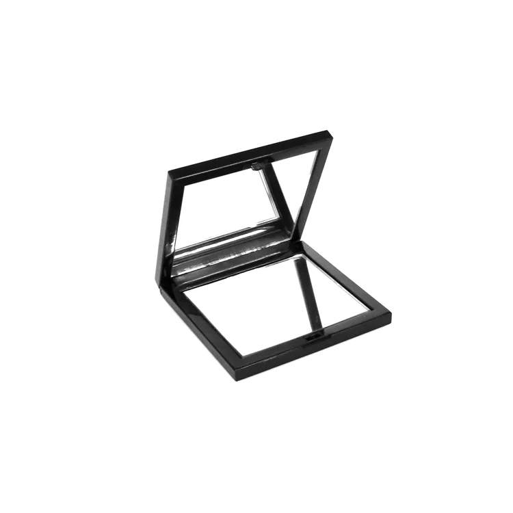 Индивидуальный Пользовательский логотип черный квадратный двухсторонний складной портативный карманный компактный туалетный столик