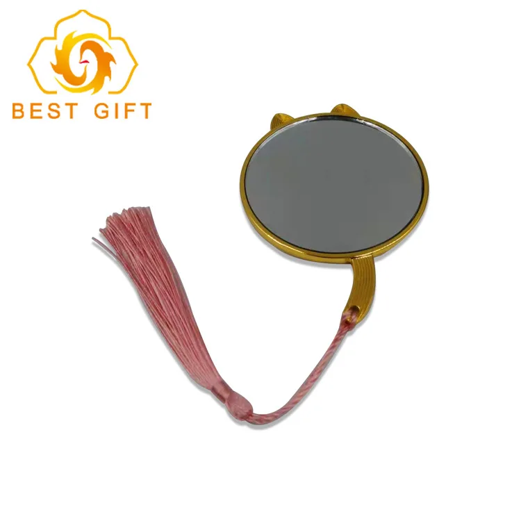 Custom Hand Held Metal Mirror with Leather Cover Hot Sale Decorative Blank Metal Pretty Makeup Mirrors