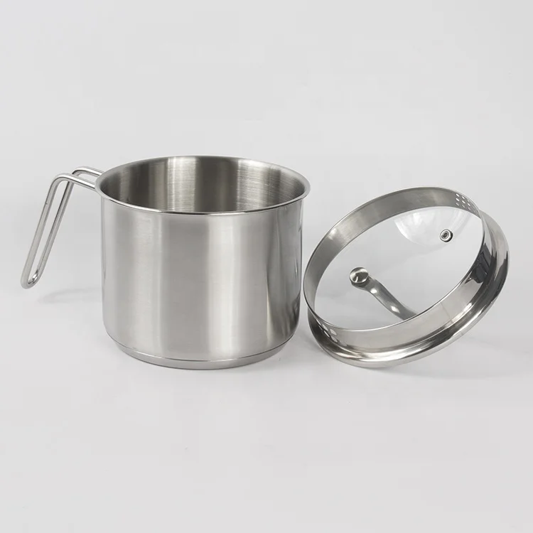 Multipurpose Small Pour Spout Induction base 1.5 Quart Stainless Steel milk Boiling pot Saucepan With Glass Lid