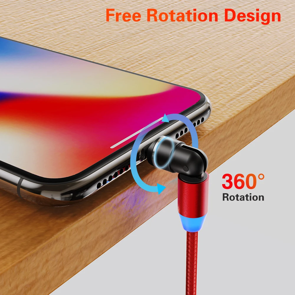 New Arrivals 1m 5V 2.4A 540 degree Rotating 8pin Micro Type C Usb C Phone Data Line 3 in 1 Magnetic Cable