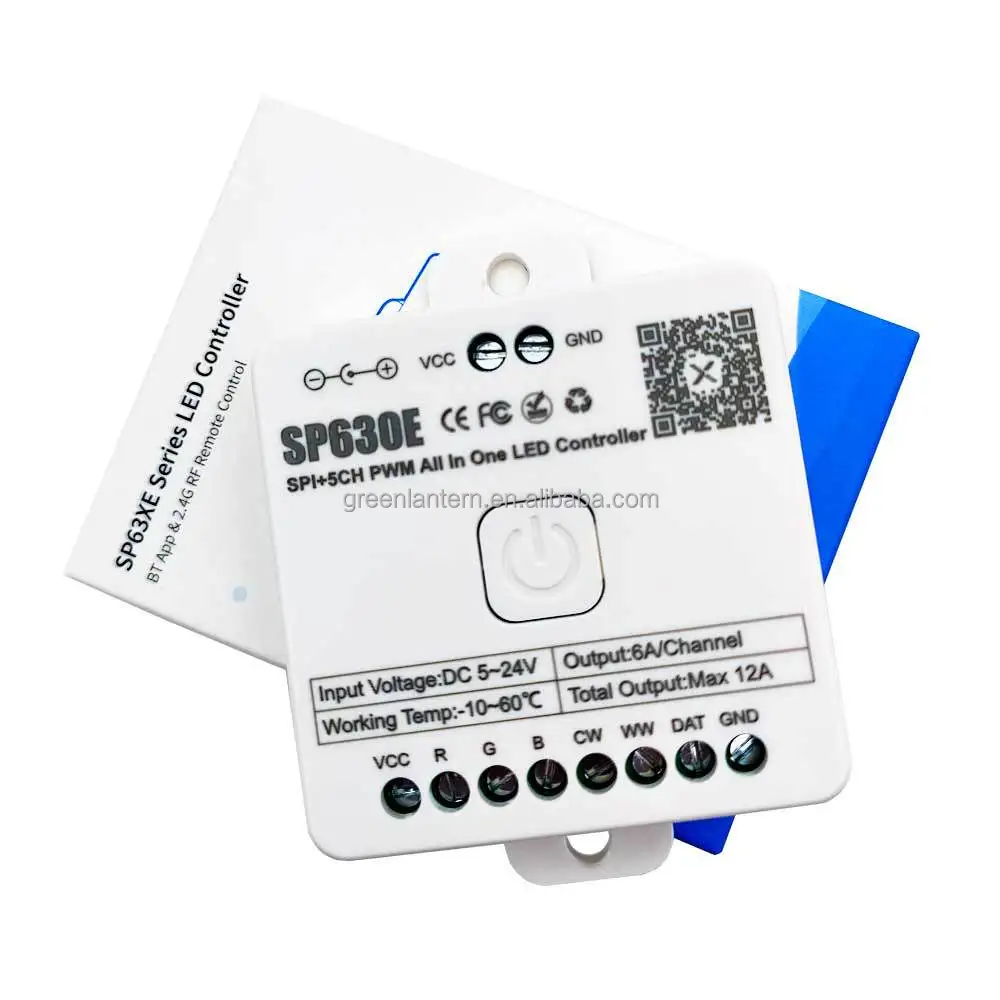 SP630E SPI+5 CH PWM 8 Ports All in One Single Color CCT RGB RGBW RGBCCT SPI Addressable RGBIC Smart LED Controller 5-24V