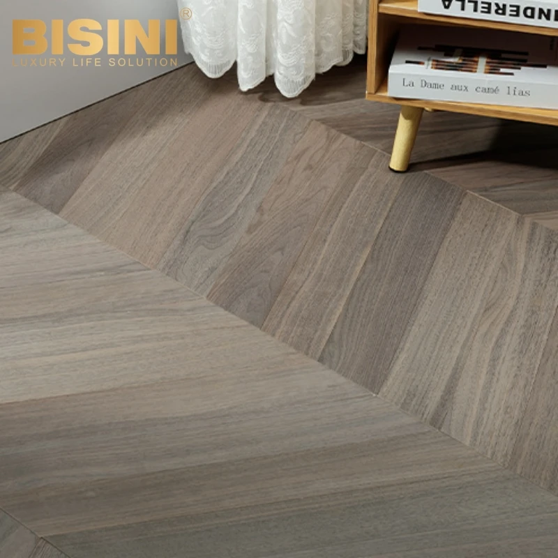 Varnish Coating European Style Black Walnut Wood French Herringbone Chevron Fishbone Parquet Multi-ply Engineered Wood Flooring