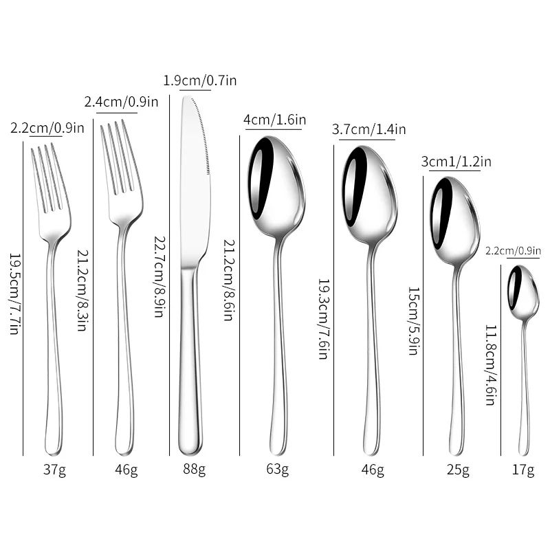 All series Stainless Steel Flatware Set Mirror Polish Silverware  Minimalist Design Cutlery Flatware Set  for Parties