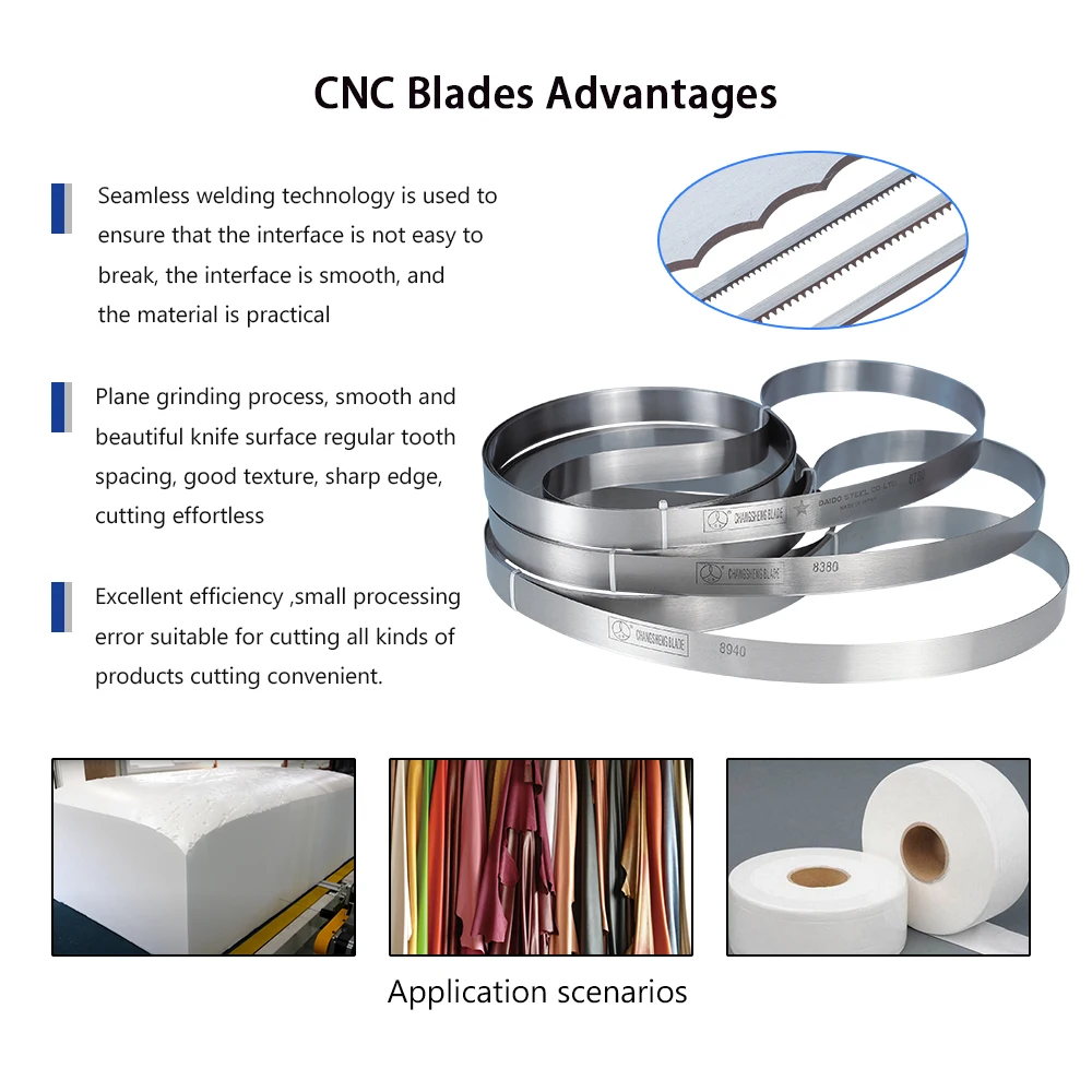 CNC Freauency Sponge Cutting Band Knife Blade For cloth cutting blade band saw blade knife