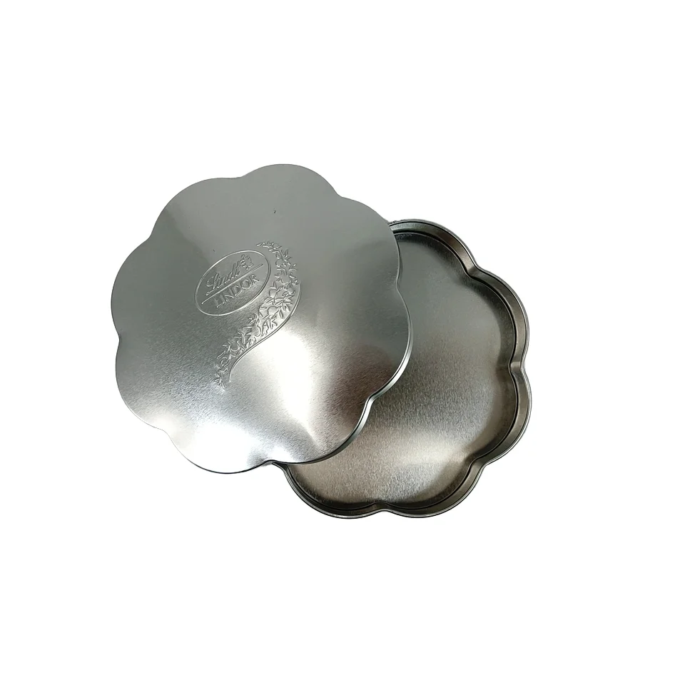 Custom Design Flower-Shaped Red Rose Pattern Recyclable Chocolate Packaging Tin Box