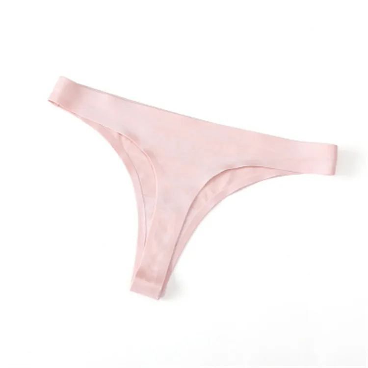 Hot selling underwear comfort low waist ice silk ladies thong lingerie seamless g string panties thongs for women Y738