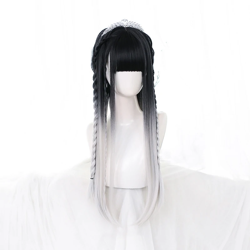 Wholesale  ombre wig cosplay party Female anime synthetic wig cosplay filament long straight big wave cartoon bangs wig cosplay