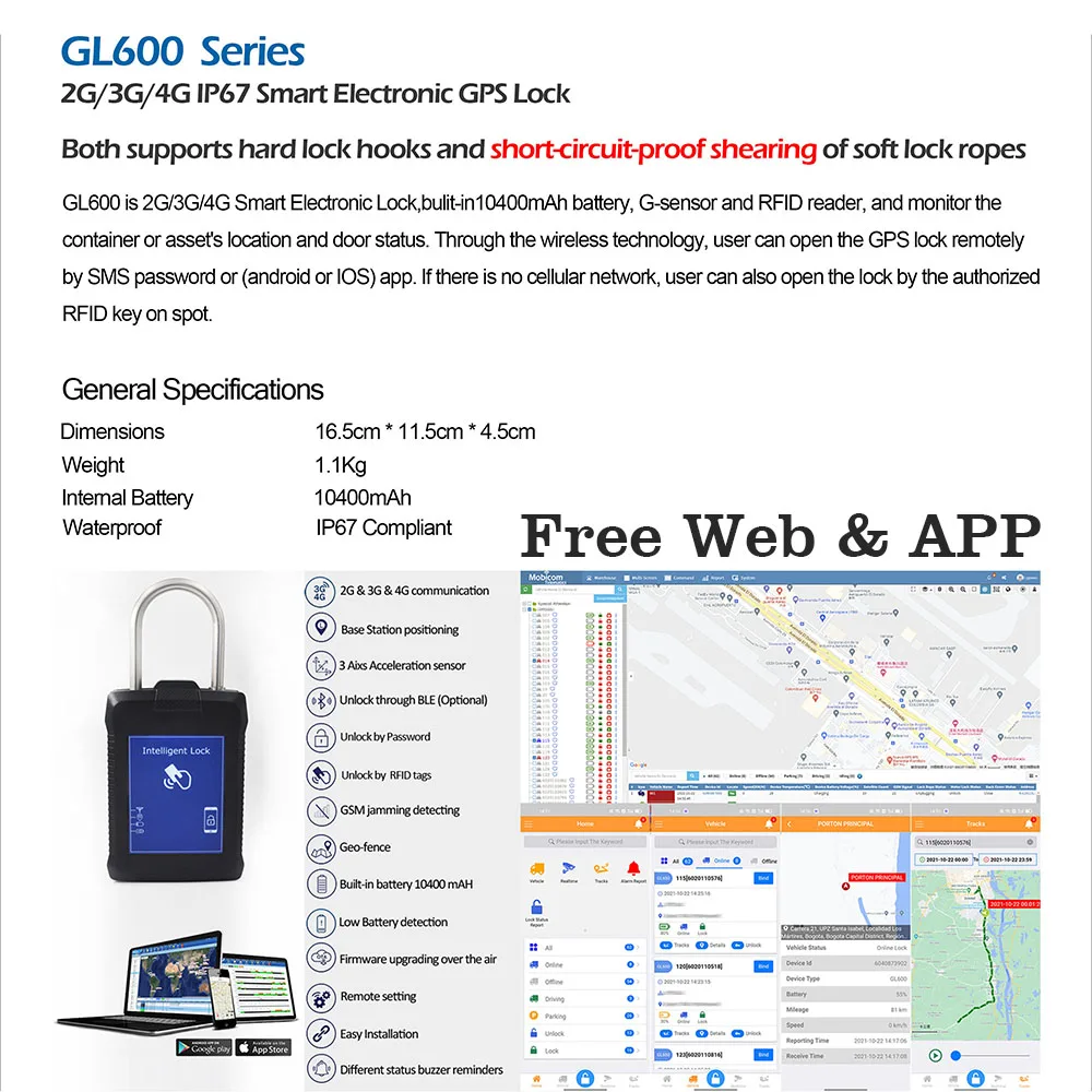 CST GL600 электронный замок RFID ESeal GPS навесной трекер для шкафа контейнер безопасности и отслеживания Бесплатная платформа