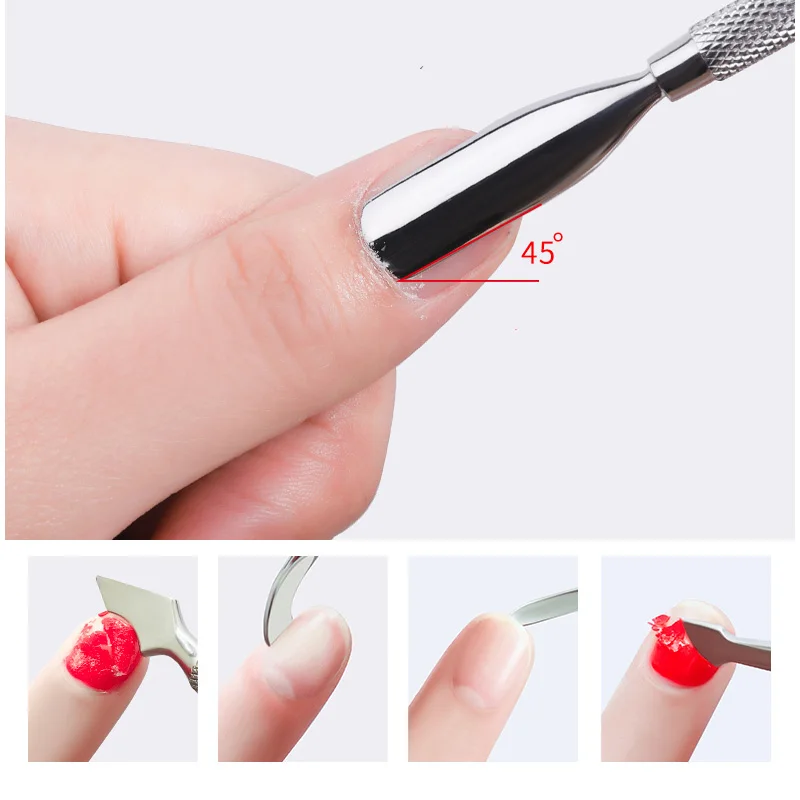 Cuticle Pusher Cutter Nail Peeler Scraper Stainless Steel Remover Pedicure