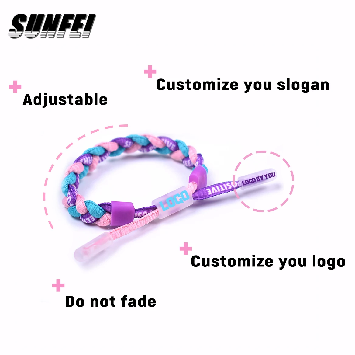 sunfei Flat Rope Lace Bracelet Wristband Bracelet Shoelaces Zinc Alloy Custom Printed Logo man sporting fashion  Bracelet