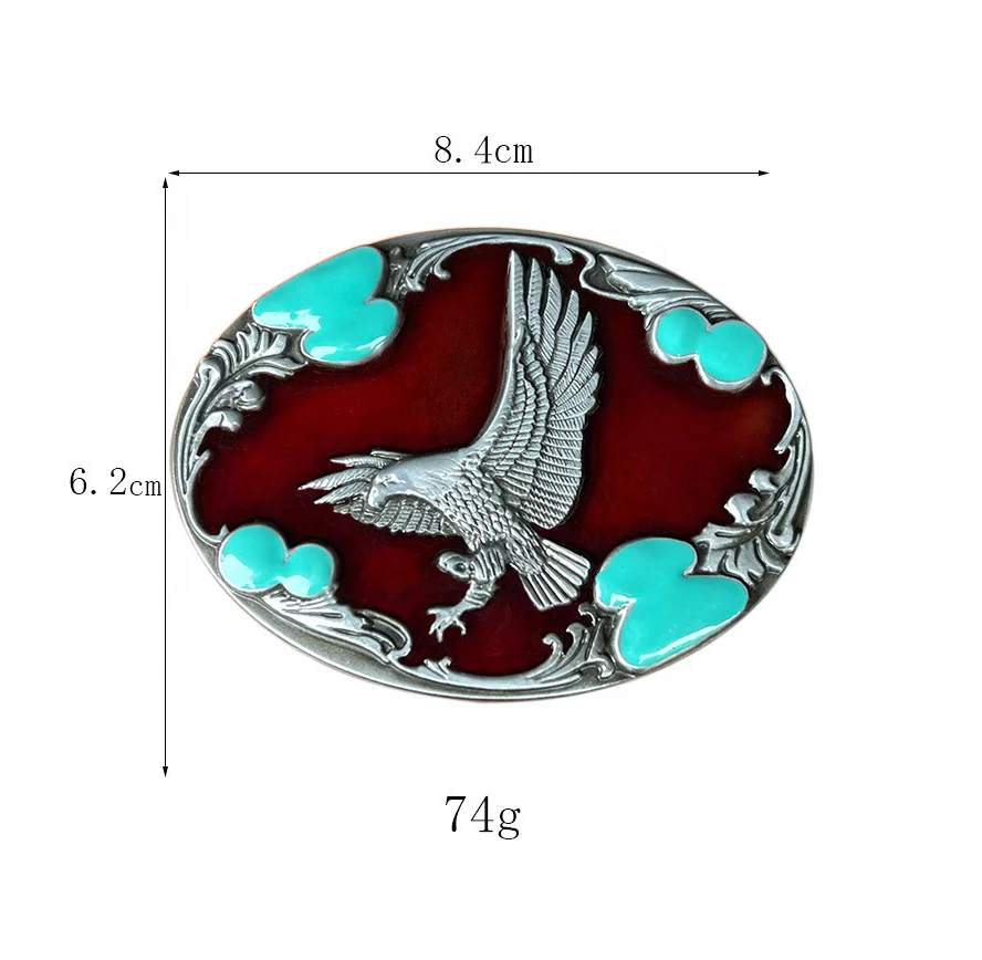Customized 40mm Flying Eagle Smooth Buckle Premium Double Horse Western Jeans Bags 3D Logo Zinc Alloy Steel Customized Buckle