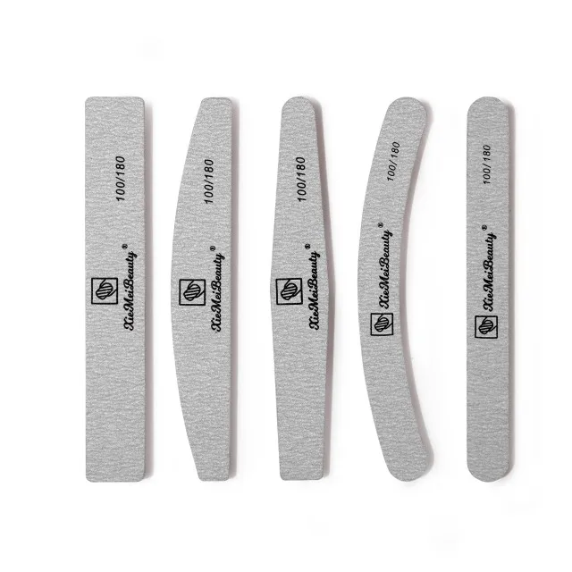 Прямая пилка для ногтей Grey Zebra 80/80 100/100 100/180 180/240 двусторонняя насадка маникюра с логотипом на заказ