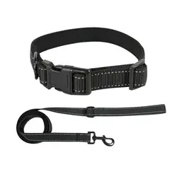 Custom Heavy Duty Reflective Nylon Pet Collar with Leash, Neoprene Pad Skin-friendly Adjustable Dog Collar Leash Set