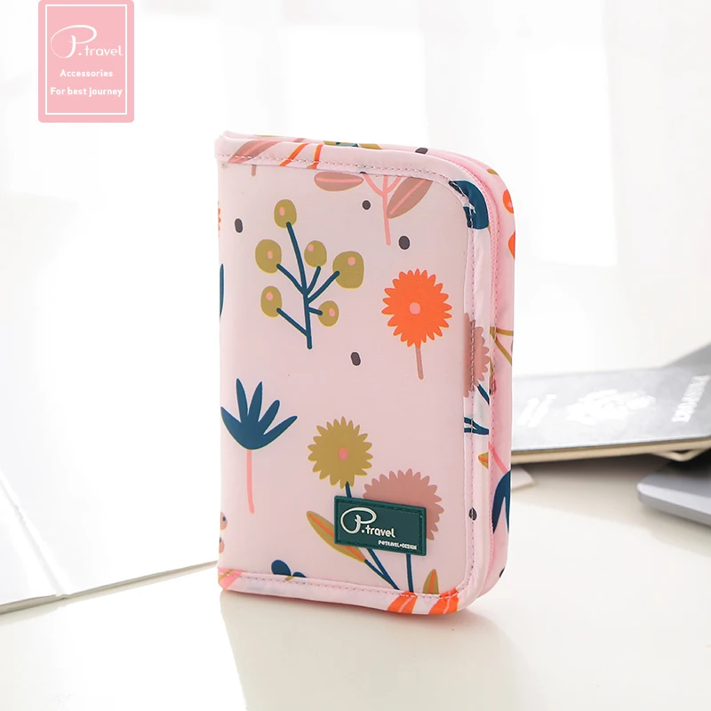 P.Travel Wholesale Women Polyester Rfid Blocking Zipper Travel Passport Holder Wallet