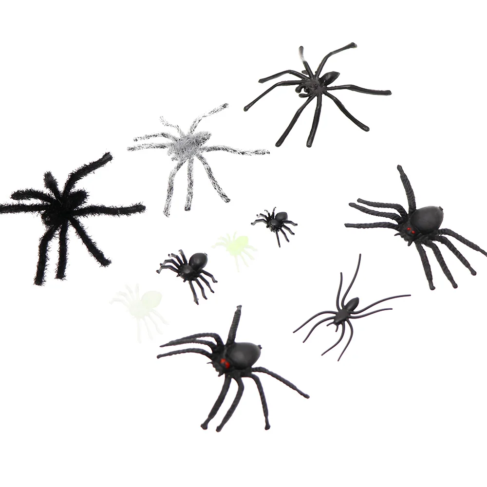 Halloween Simulation Insect Supplies Luminous Spider Plastic Black Long Leg Halloween Realistic Spider