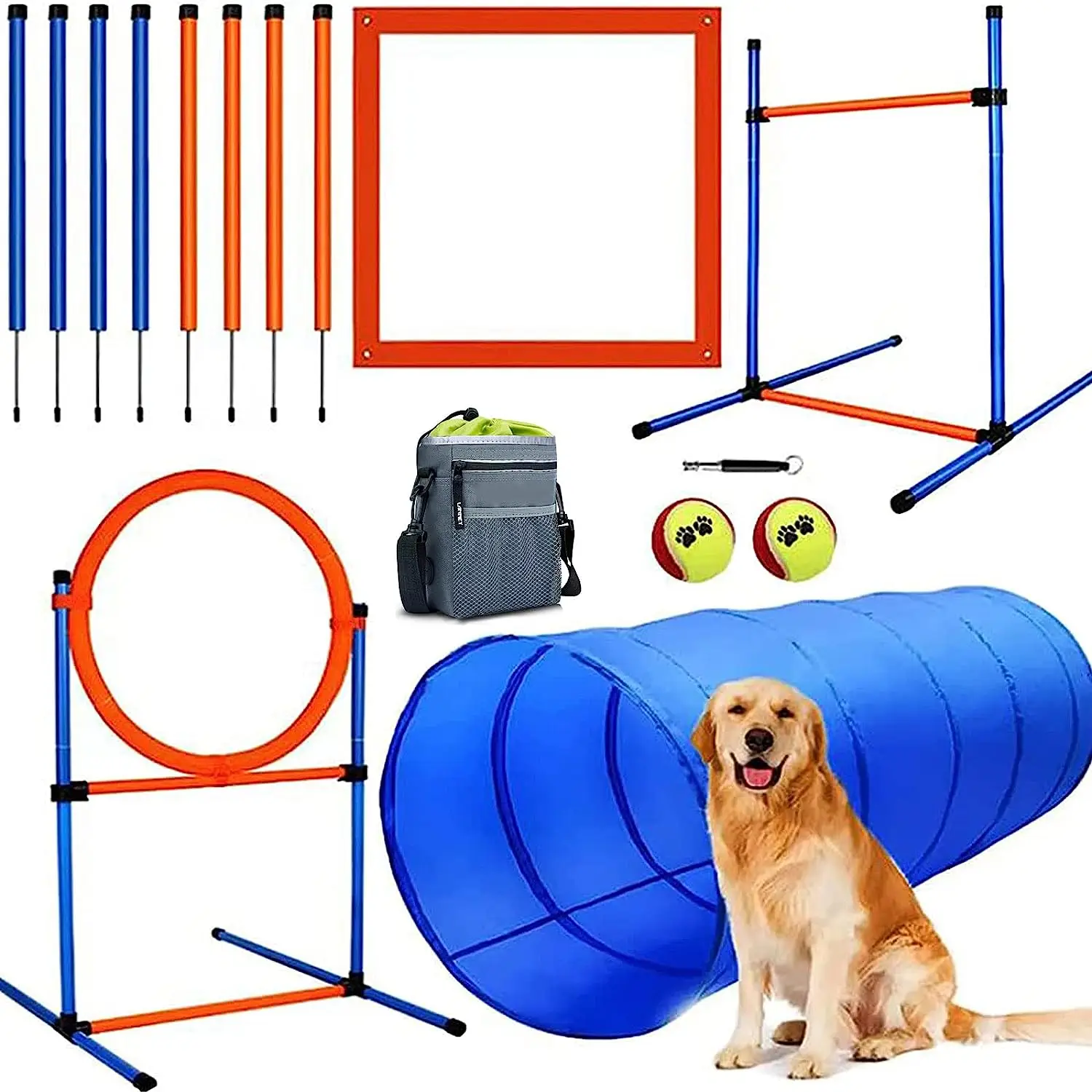 Dog Agility Training Equipment, 60-Piece Dog Obstacle Course Training Starter Kit Pet Outdoor Game