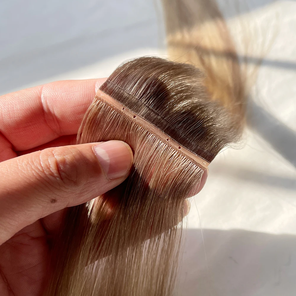 Оптовая продажа 12 А русские человеческие волосы двойная вытянутая вкладка невидимая бесшовная искусственная кожа наращивание утка с