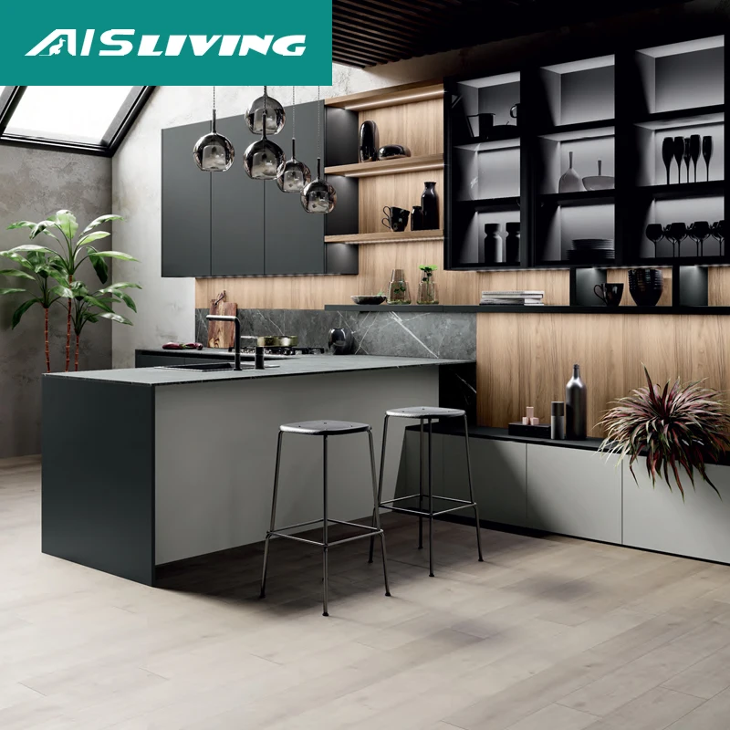 Mauritius Composite Menards Traditional Kitchen Cupboards Cabinet Shaker Glossy Black Kitchen Cabinets Direct From China