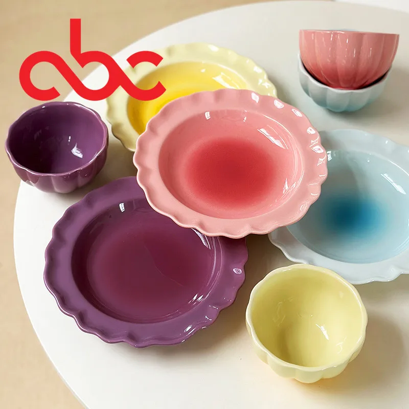 Nordic Style Porcelain Rice Bowl Mini Ceramic Bowl Solid Color Pumpkin Bowl Pink White Gray