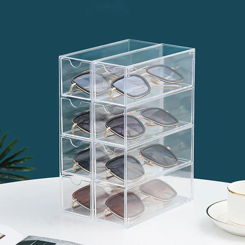 Custom Acrylic glasses case Four-tier desktop display box Stationery drawer storage box