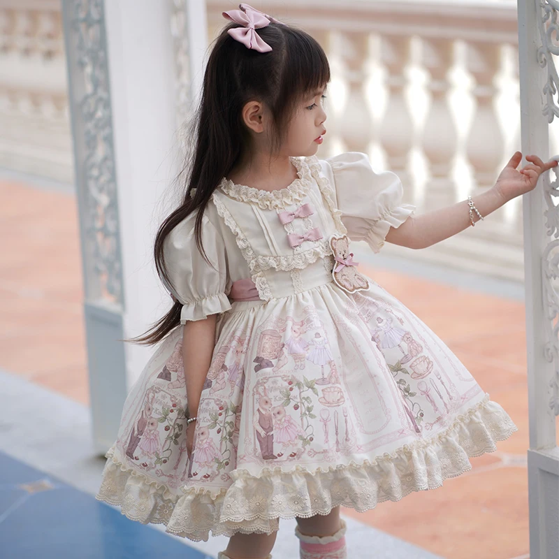 luxury dress short sleeve rabbit kids dresses dance christmas costumes lorita dress for girls  wholesale