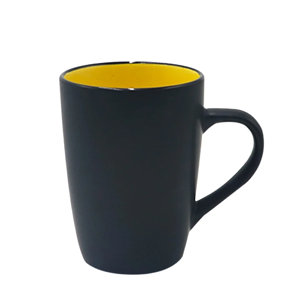 Coffee Mugs Inside Yellow Coffee Travel Mug Matte Black Customized Giveaways Finished Ceramic Contemporary Good Sustainable