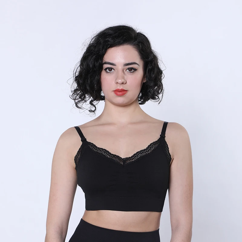 
Hot Selling Back Clasp Adjustable Straps Maternity Sports Bra Nursing Lace Feeding Bra 