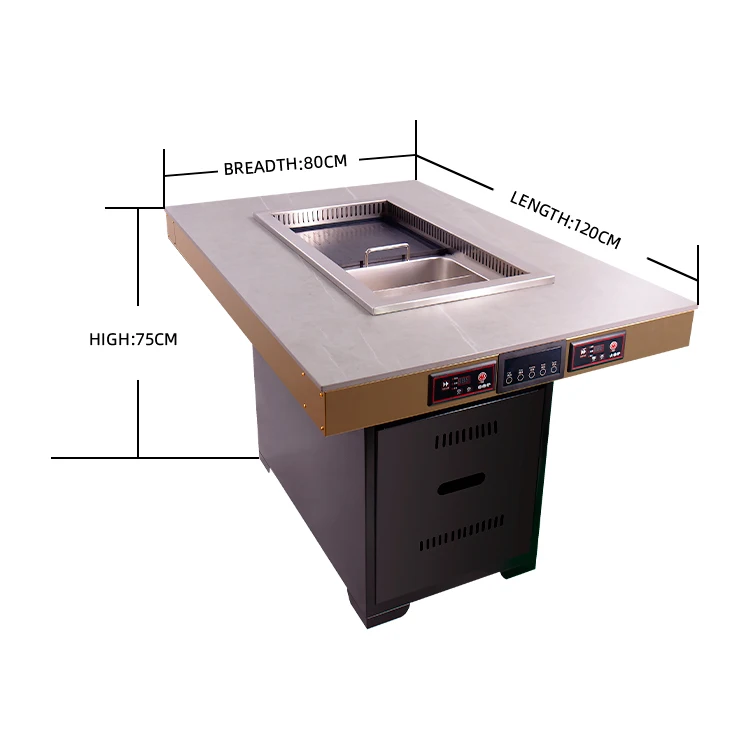 Wholesale price embedded Japanese smokeless barbecue hot pot table for commercial restaurant manufacturers