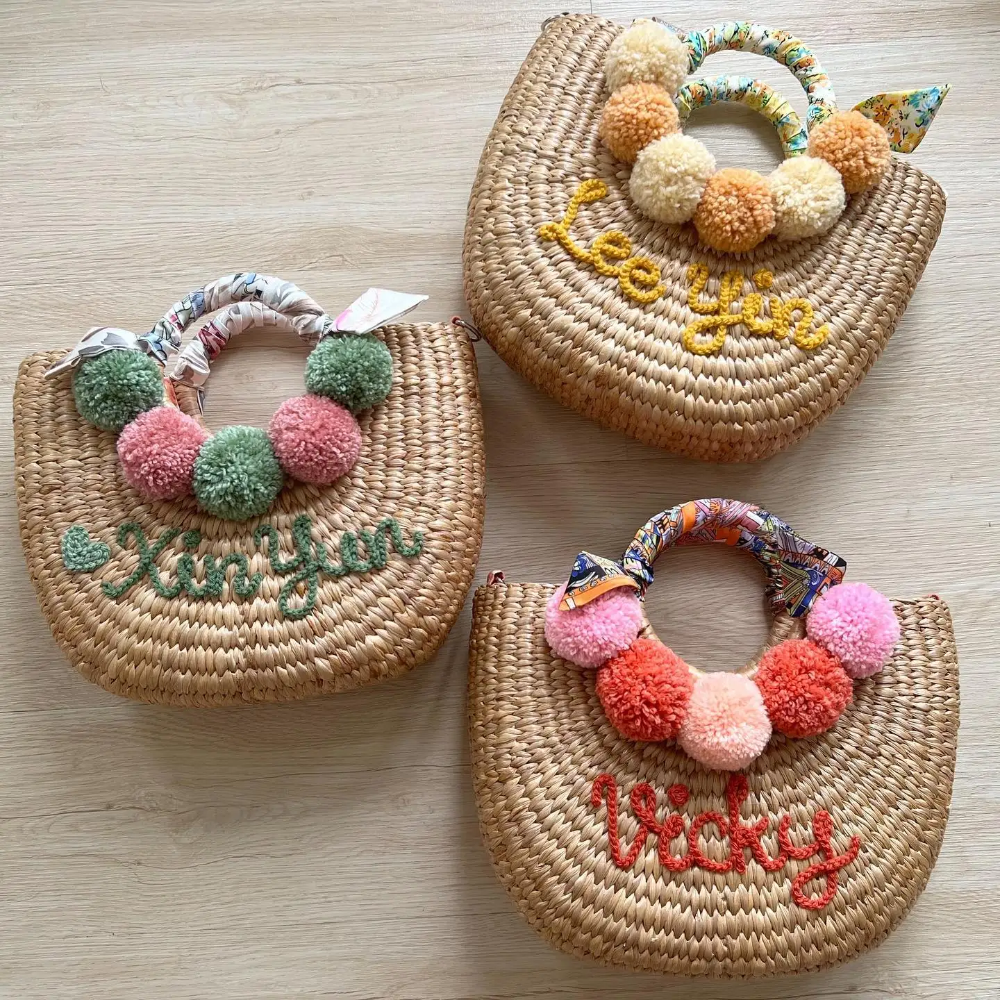 High Quality custom Straw Handbag Women Summer Raffia Woven Travel Basket Tote straw beach bag
