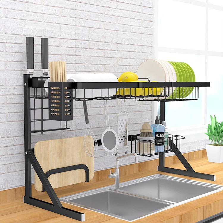 
Over Sink Dish Drying Rack Kitchen shelf 304 201 Stainless Steel Standing Large Drainer Dish Rack for Kitchen 