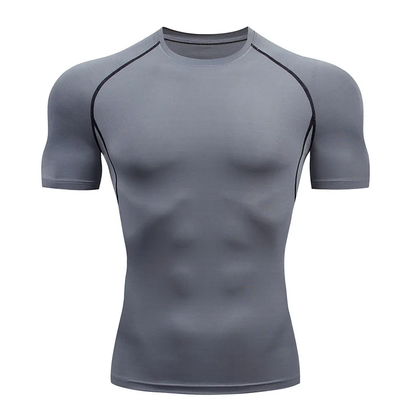 Quick Dry Mens Basketball Compression Shirts Short Sleeve Spandex Tights Running Athletic Fitness Gym Clothing Shirt
