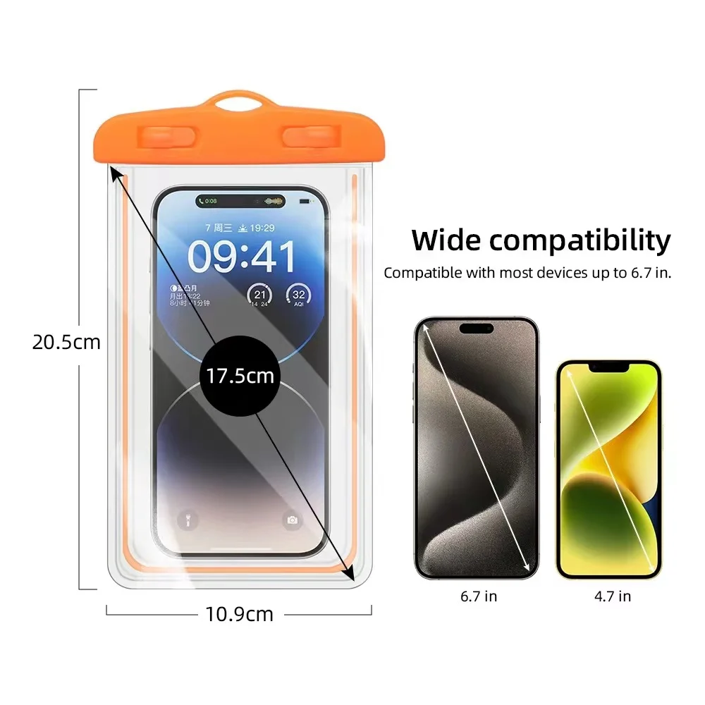 PVC Luminous frame Waterproof mobile pouch Beach Cell Phone pouch Swimming bag luminous Waterproof  Consumer Electronics bag