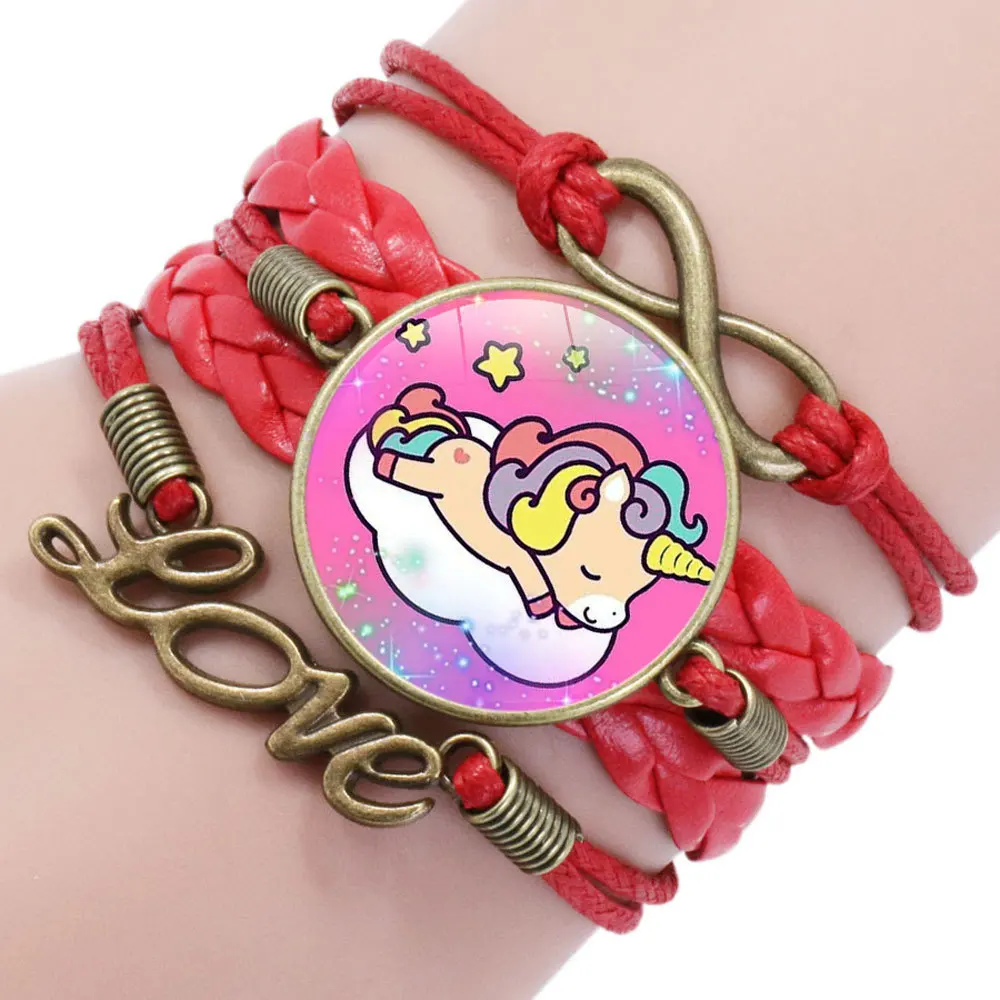 Cartoon Unicorn Braided Kids Bracelet for Girls Friendship Bracelets Jewelry Multi-layer Charm Bracelet Fashion Jewelry