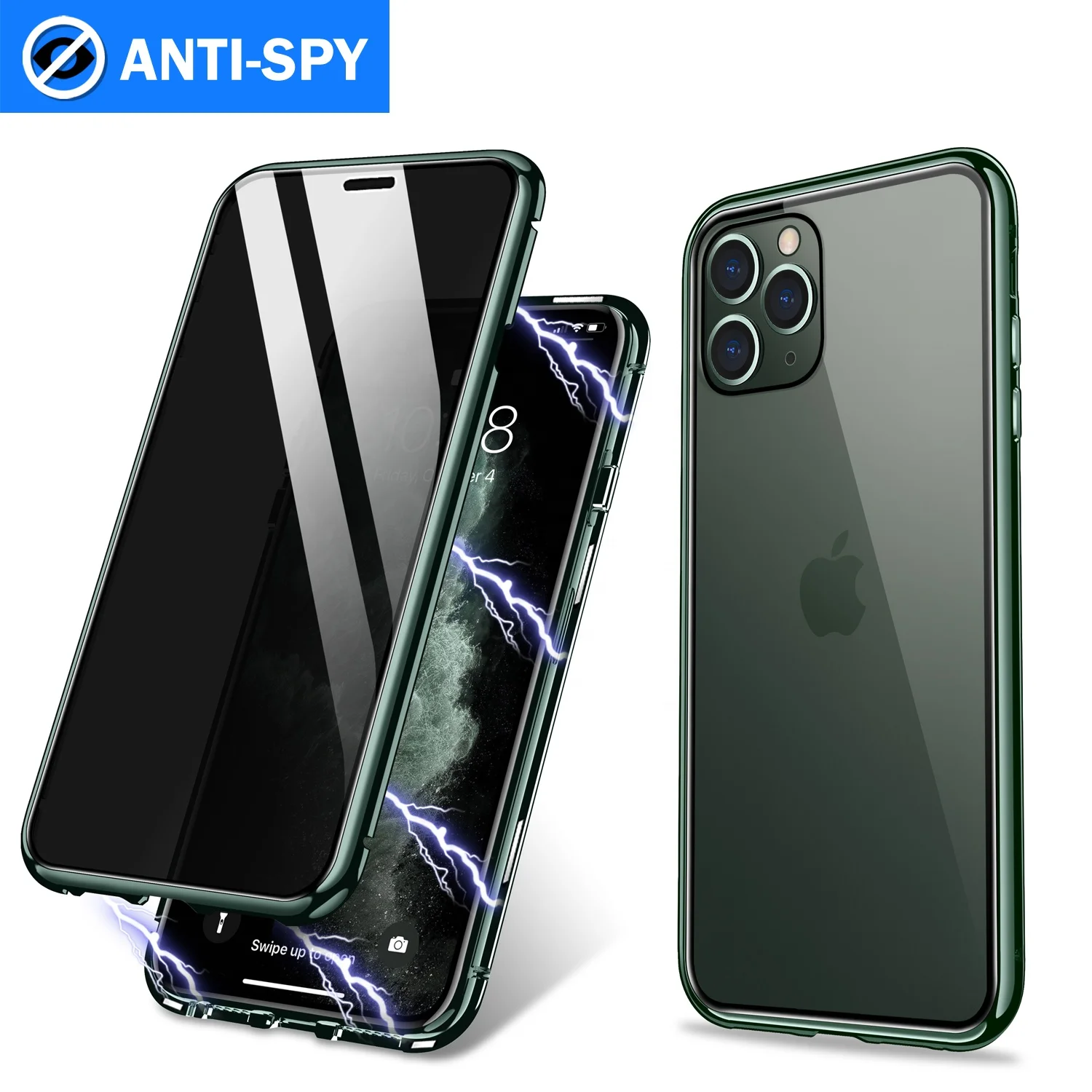 Low price 360 Full Magnetic Adsorption Case For iPhone 6S 7 8plus XR XSmax 11pro  Clear Double-sided Glass+Built in Magnet Case