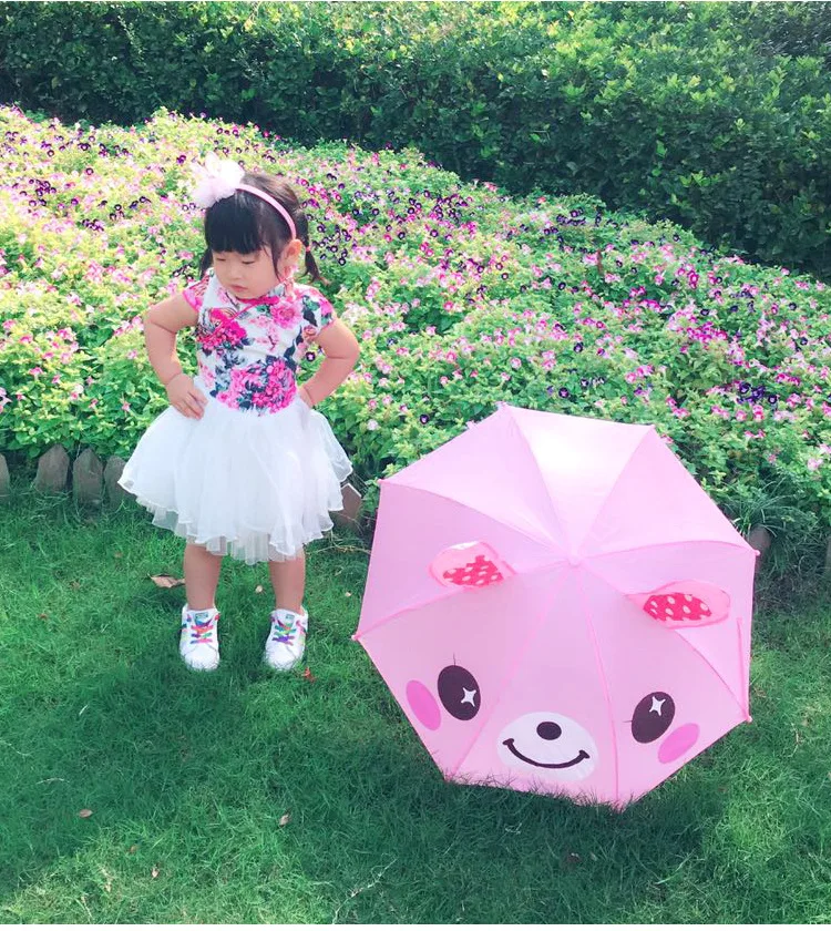 CHUVABAND Design Cartoon 3D Animal Child Automatic Umbrella Rainproof Sun Rainy Long Handle Boy Girl Kid Tools Whistle Umbrella